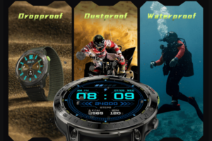 Durable smartwatch: dropproof, dustproof, waterproof features.